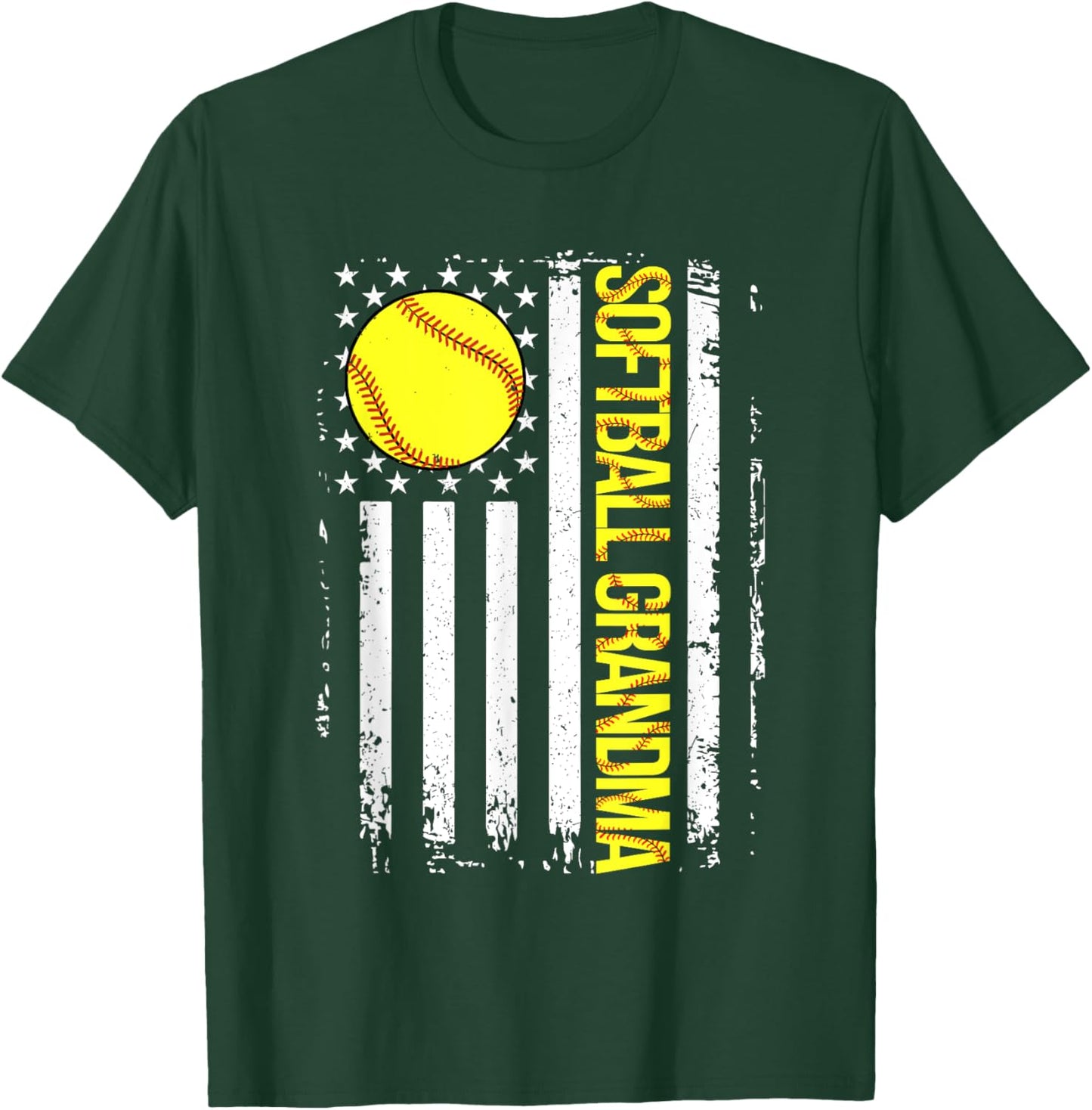 Softball Grandma American Flag Vintage ic Game Day Men T-Shirt - T-Shirt | Forest
