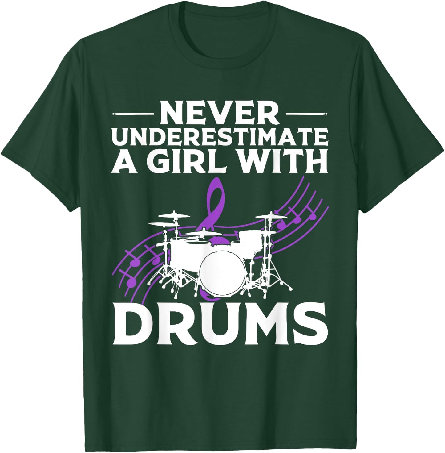 Funny Drummer Art For Girls Women Drumming Drum Set Drummer T-Shirt - T-Shirt | Forest