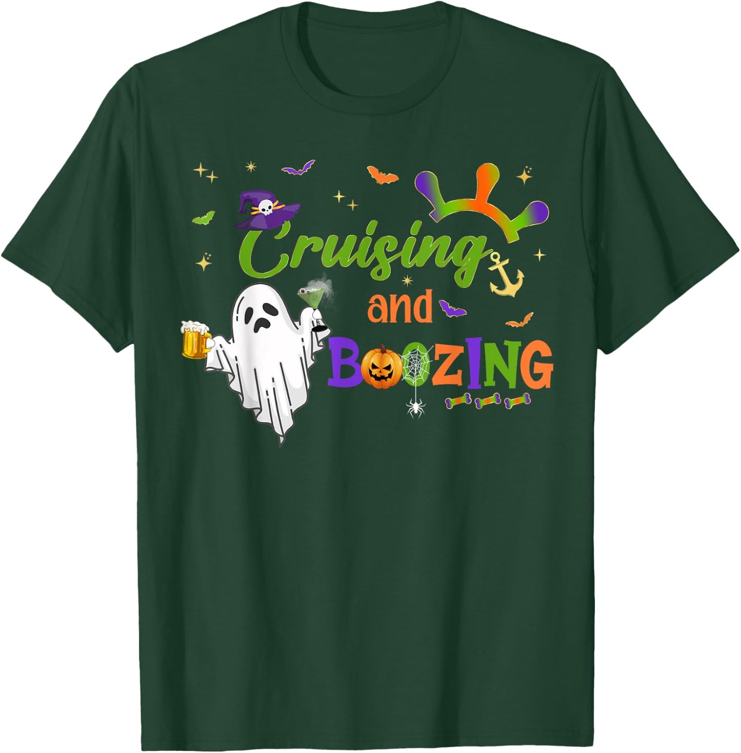 Halloween Party Cruise Crew Booze Drinking Beer Girls Trip T-Shirt - T-Shirt | Forest