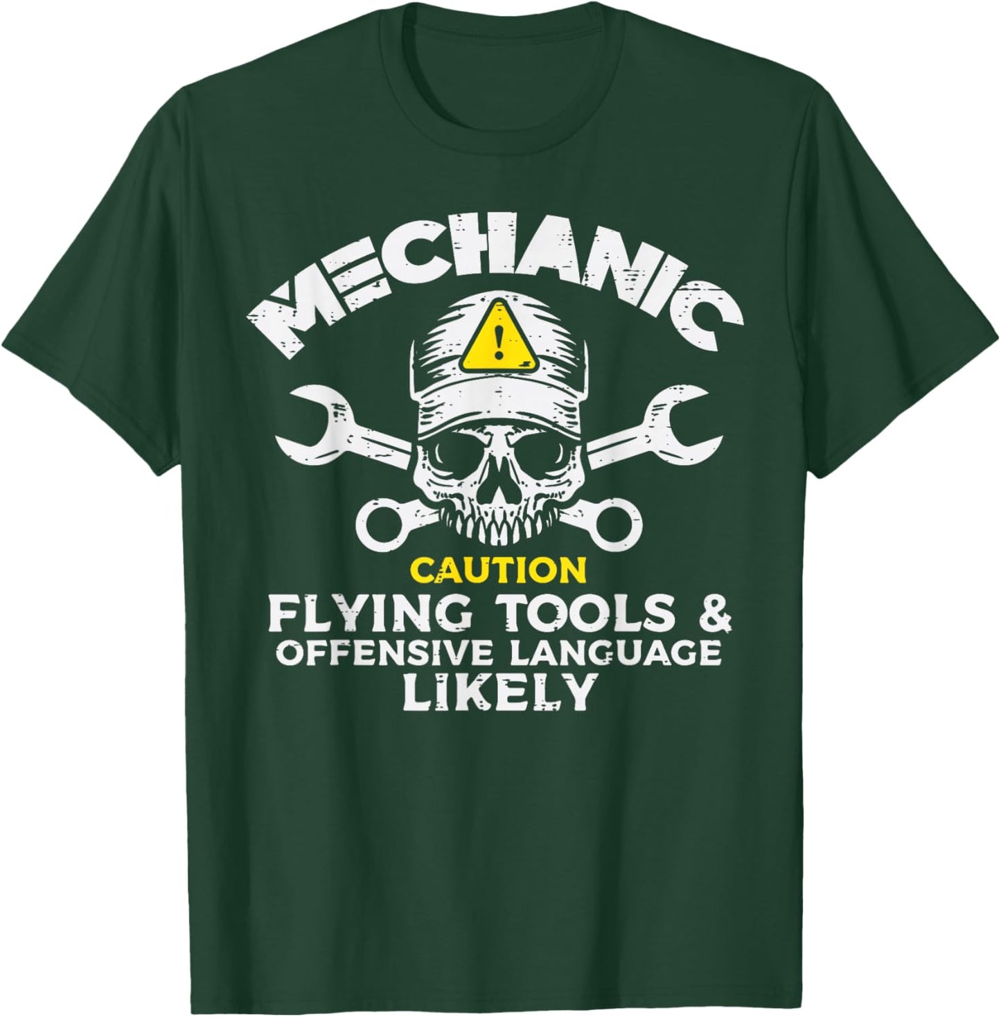 Mechanic Flying Tools Wrench Funny Car Auto Garage Men Dad T-Shirt - T-Shirt | Forest