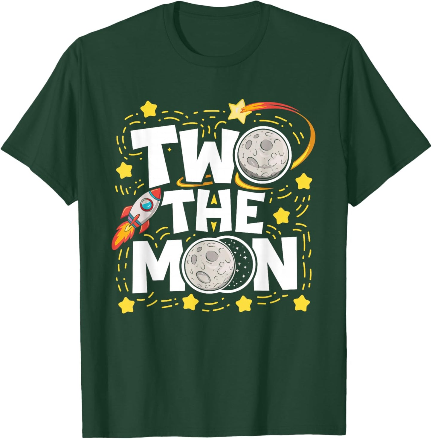 Two The Moon 2nd Birthday Girl Boy 2 Year Old Toddler T-Shirt - T-Shirt | Forest