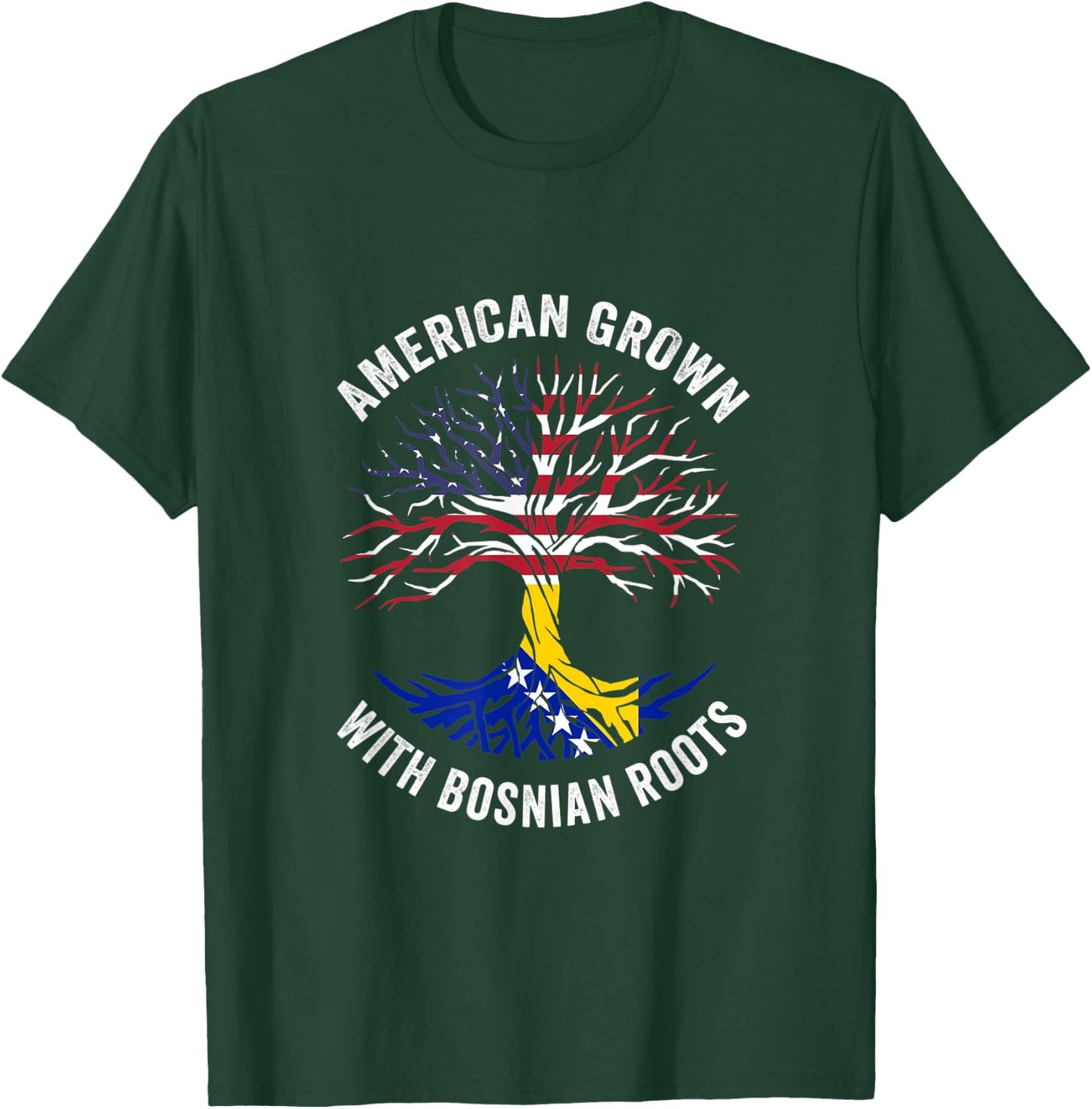 USA American Grown With Bosnian Roots Bosnia and Herzegovina T-Shirt - T-Shirt | Forest