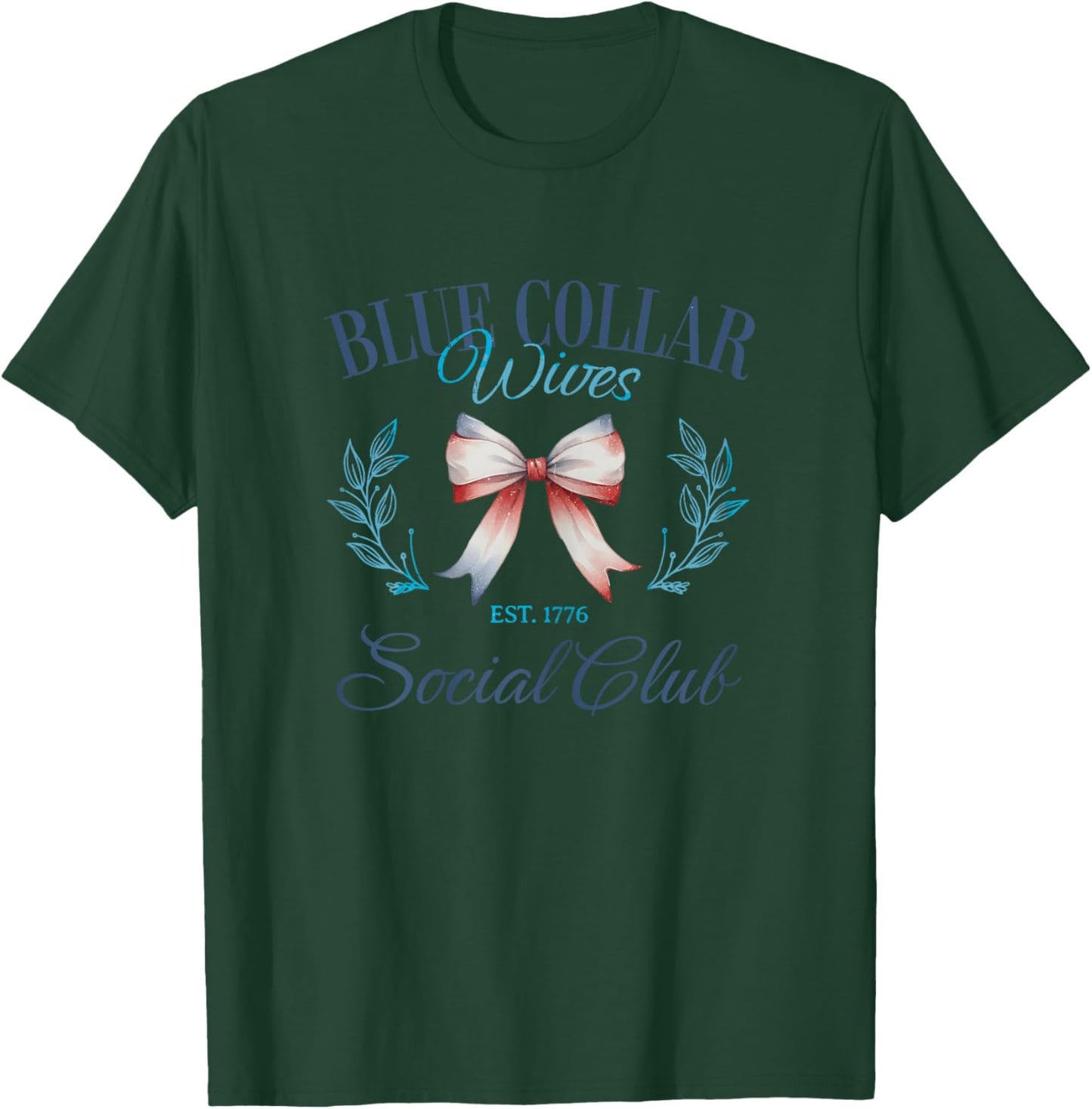 Blue Collar Wives Social Club EST 1776 4th of July Coquette Kids T-Shirt - T-Shirt | Forest