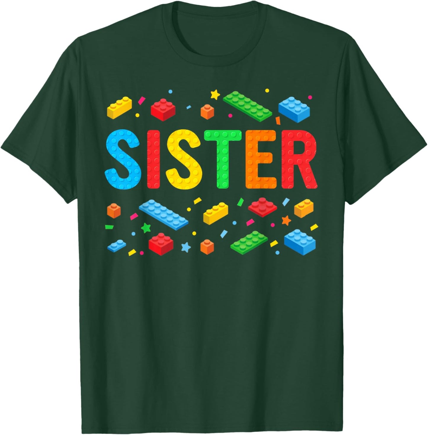 Sister Master Builder Building Bricks Blocks Family Matching T-Shirt - T-Shirt | Forest