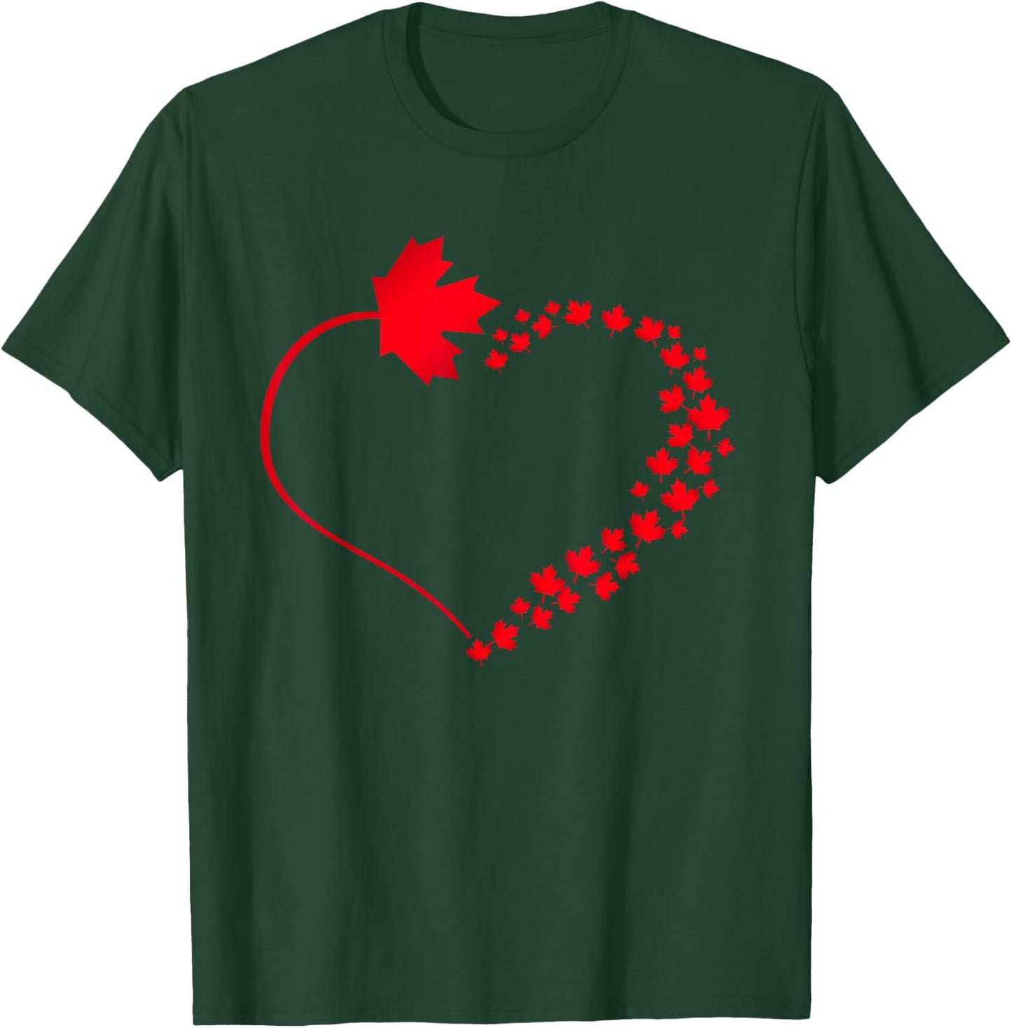 Maple Leaf Heart Canada Pride Vacation Travel Canadian Gift T-Shirt - T-Shirt | Forest