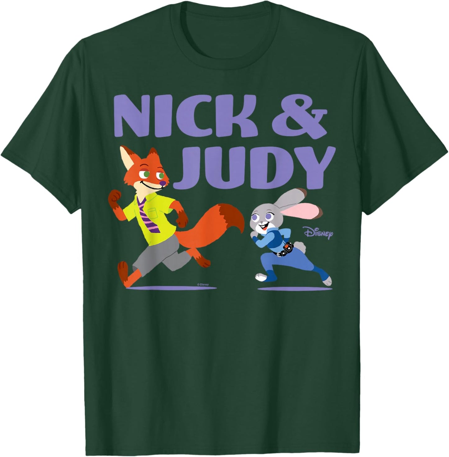 Zootopia - Nick And Judy Running Together T-Shirt - T-Shirt | Forest