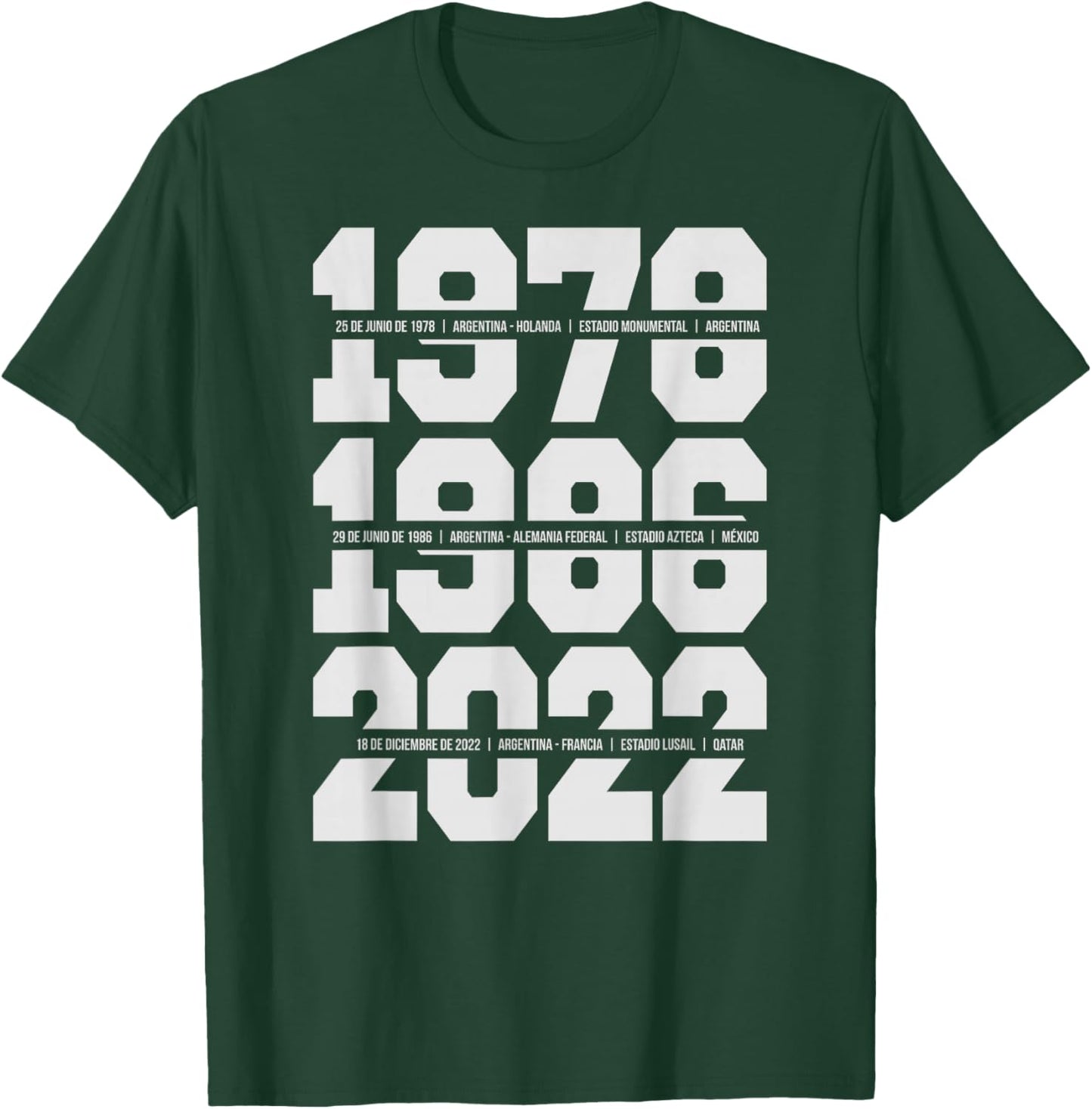 Argentina, 1978, 1986, 2022 T-Shirt - T-Shirt | Forest