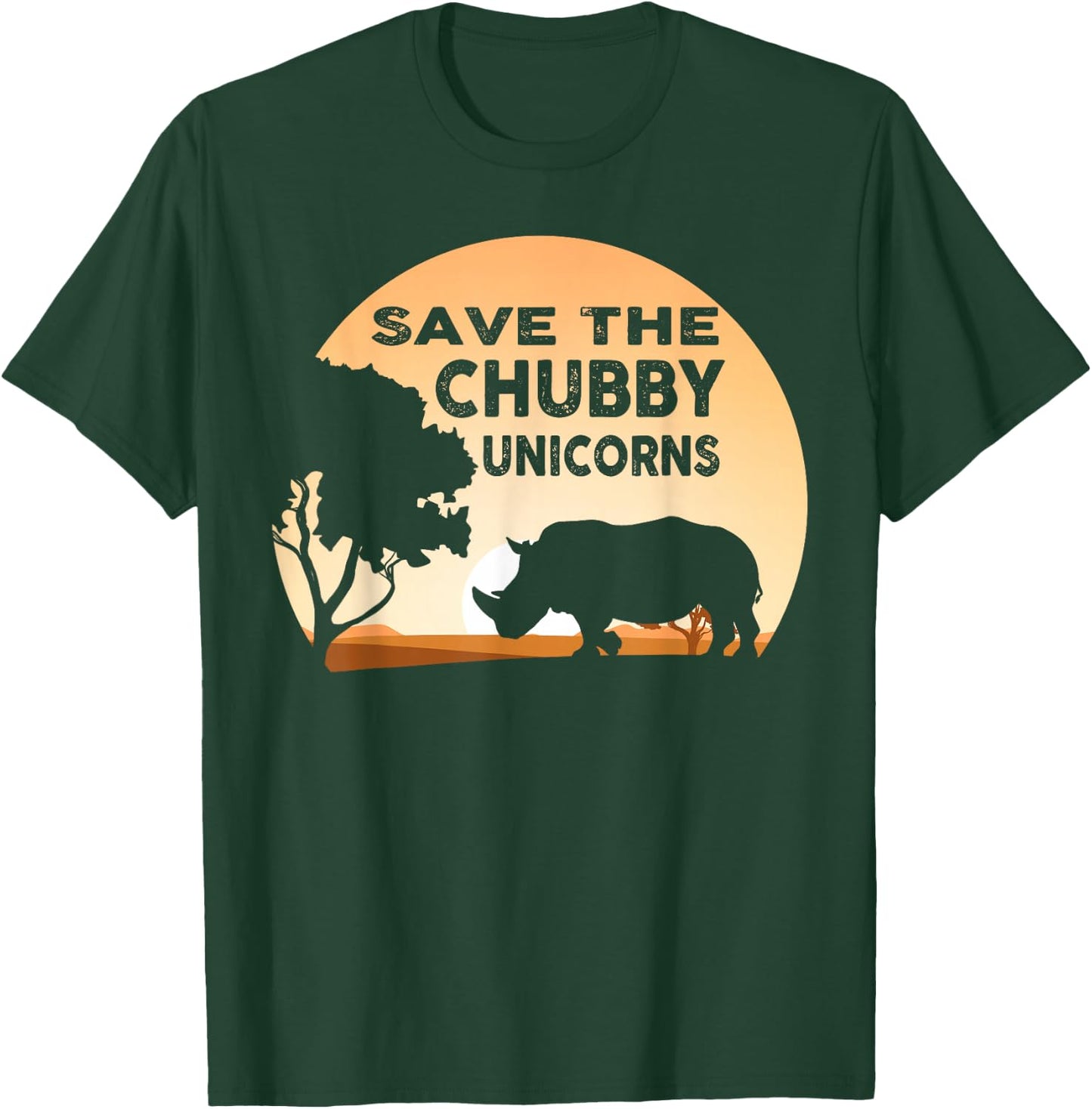 Save The Chubby Unicorns Fat Rhino Funny T-Shirt - T-Shirt | Forest