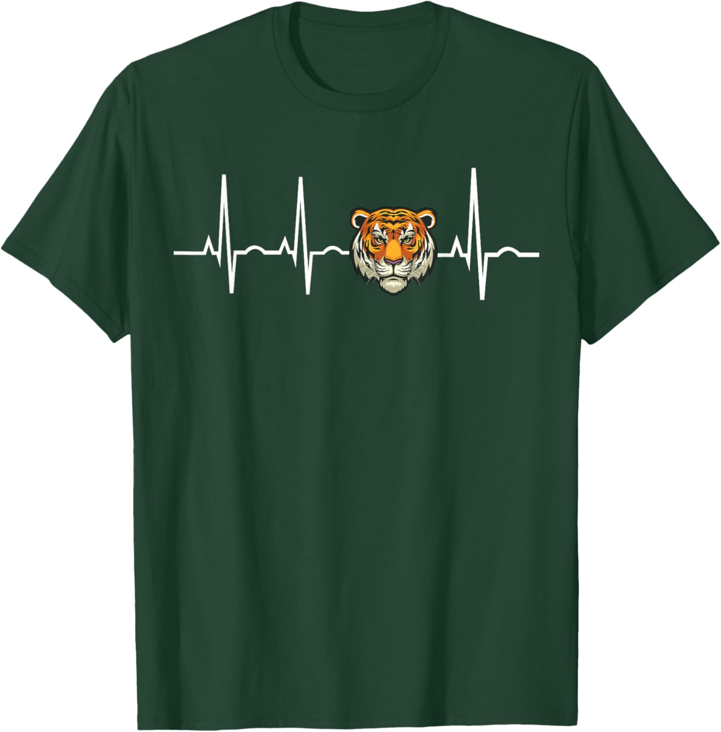 Tiger Heartbeat Love Tiger EKG Heart Idea for Tiger lover T-Shirt - T-Shirt | Forest