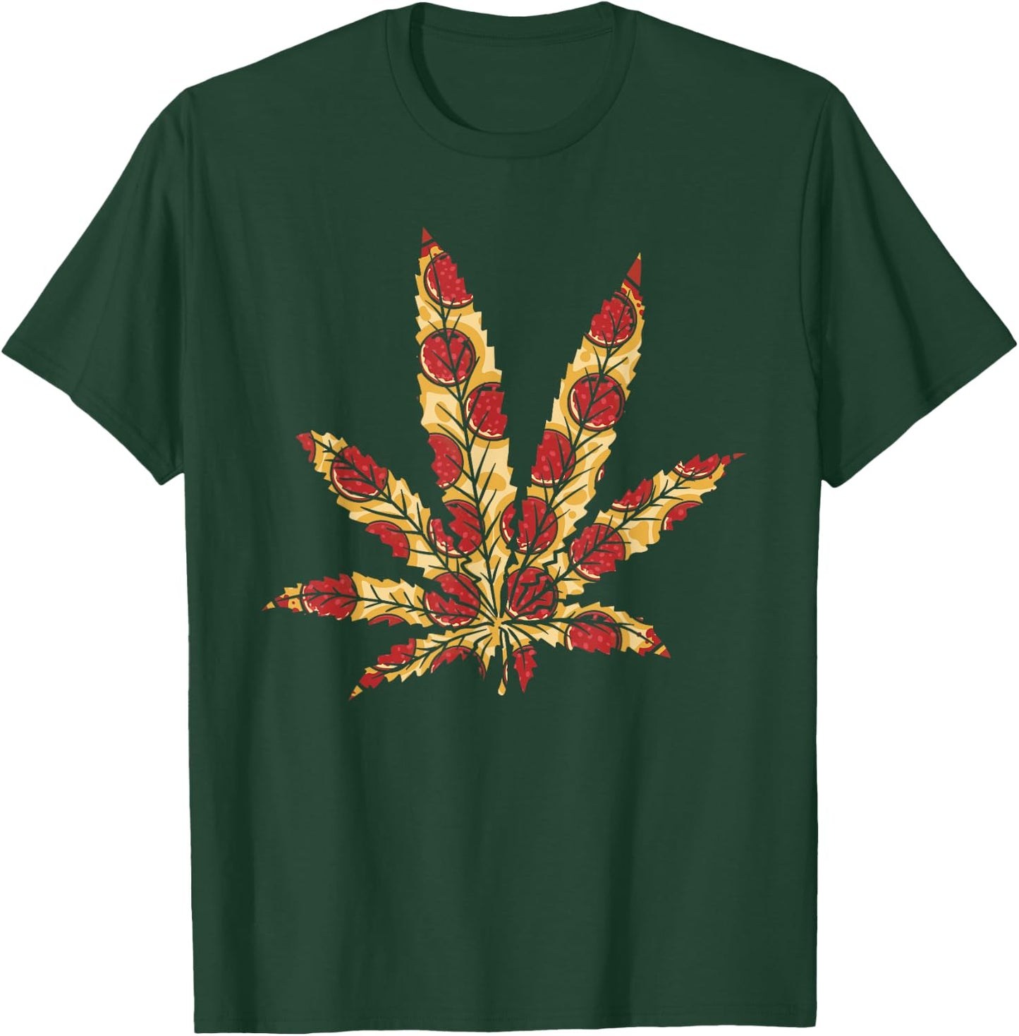Pizza Weed Shirt Marijuana Leaf Foodie Cannabis Stoner Gift T-Shirt - T-Shirt | Forest