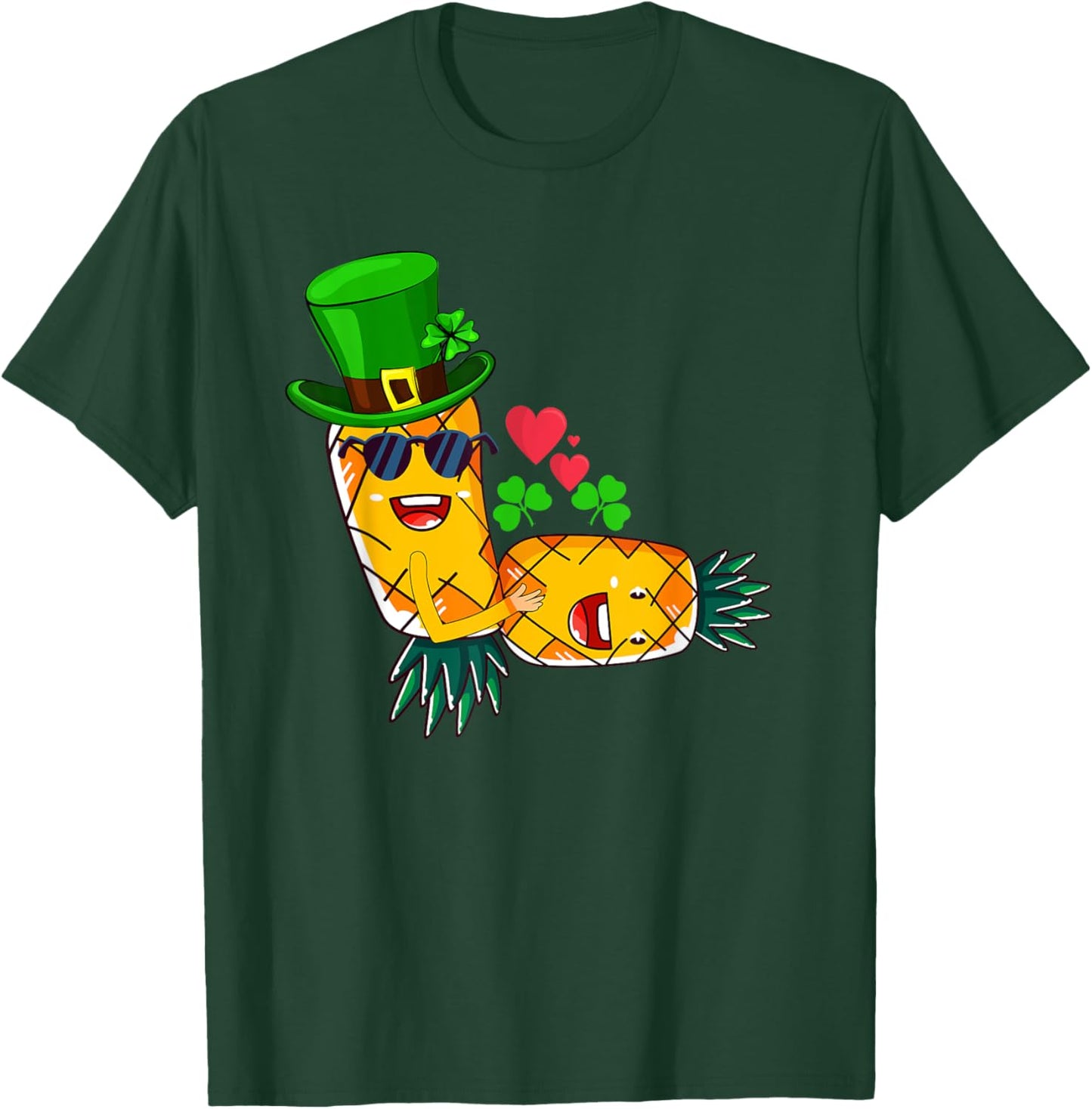 Irish Swinger Upside Down Pineapple Making Love Shamrock Hat T-Shirt - T-Shirt | Forest