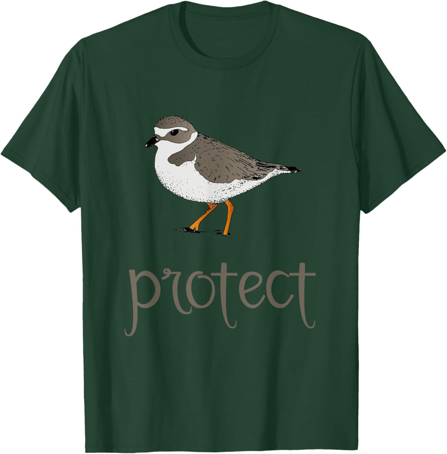 Shore Bird Piping Plover Hand Drawn Marine Illustration T-Shirt - T-Shirt | Forest