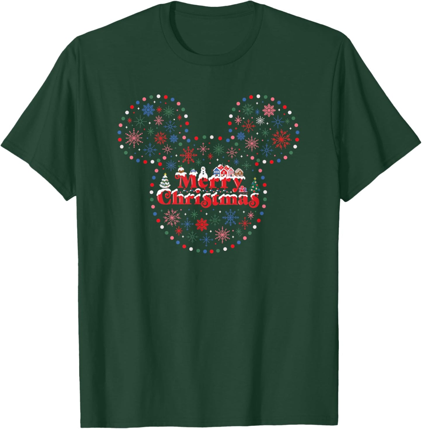 Disney Mickey Mouse Icon Holiday Lights Merry Christmas T-Shirt - T-Shirt | Forest