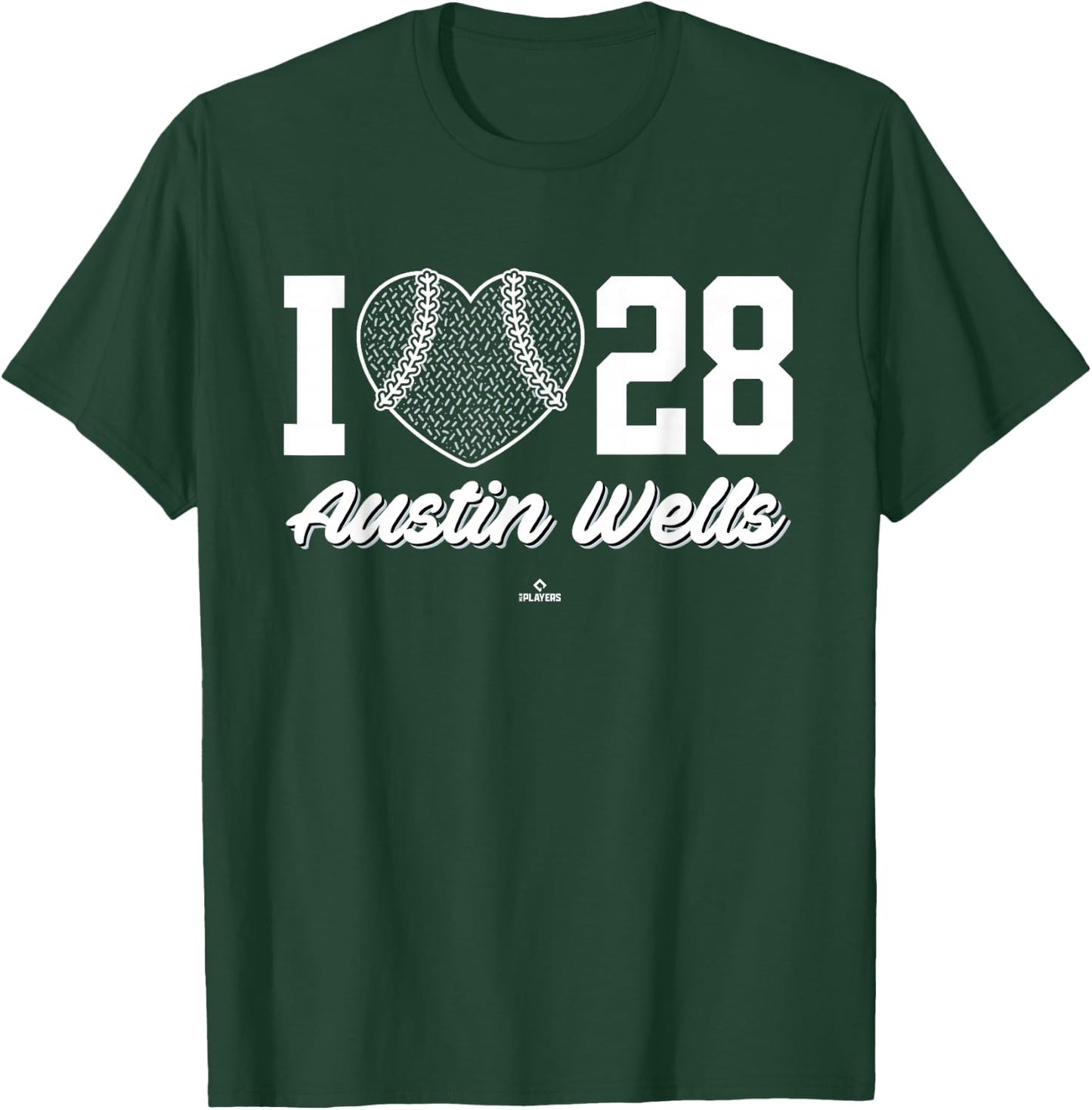 I Heart Baseball Austin Wells New York Baseball MLBPA T-Shirt - T-Shirt | Forest
