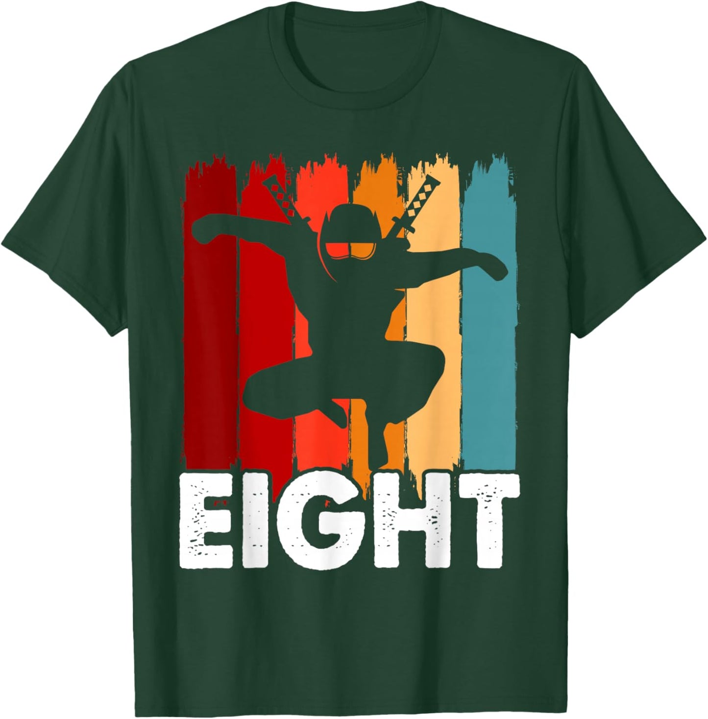 Kids 8th Birthday Retro Ninja 8 Years Boys Girl Kids T-Shirt - T-Shirt | Forest