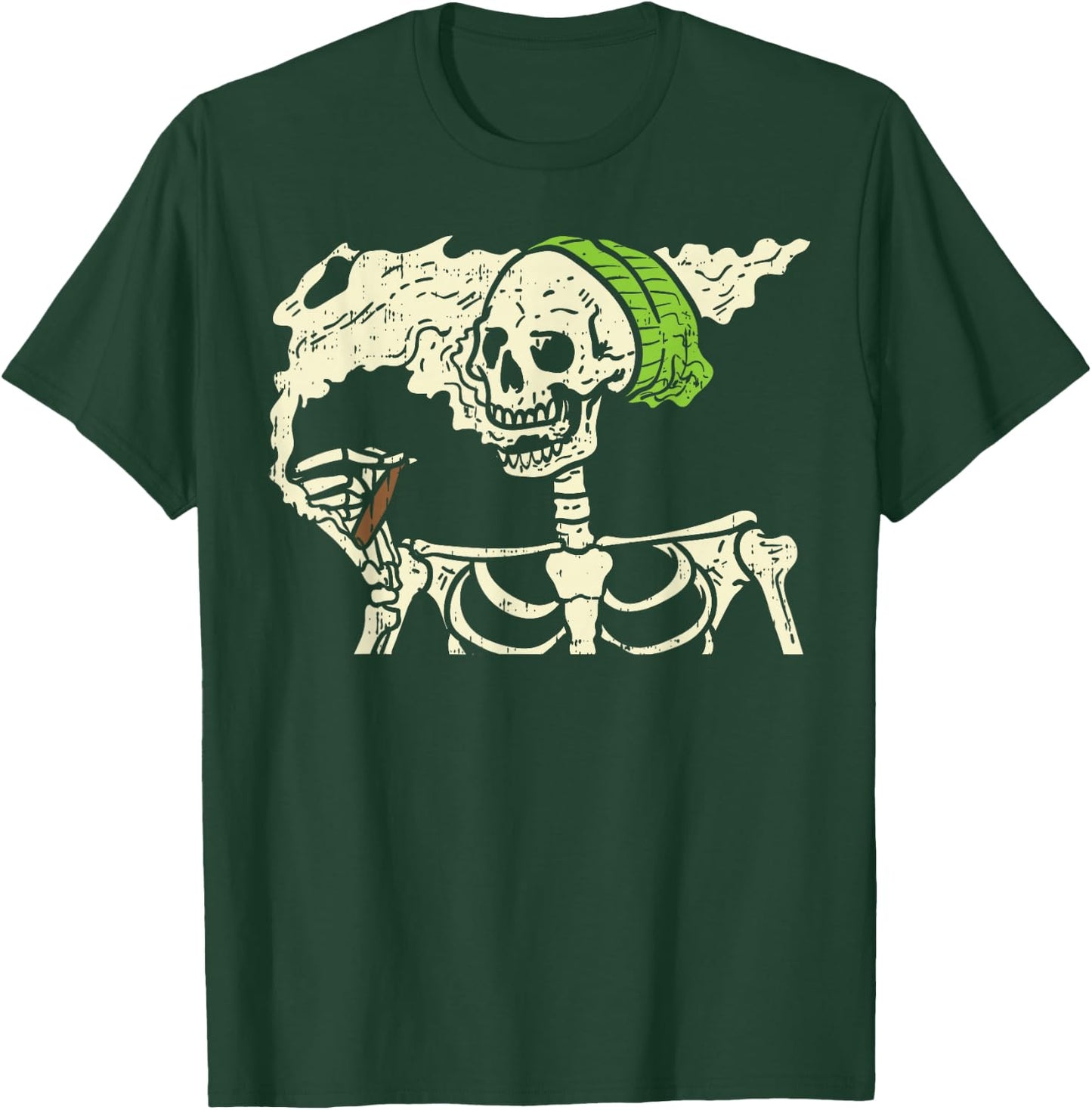 Smoking Skeleton Joint Funny Weed Pot 420 Cannabis Halloween T-Shirt - T-Shirt | Forest