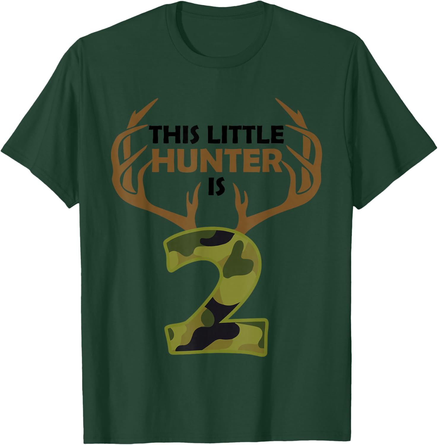 Funny 2nd Birthday 2 Year Old Deer Hunter Gift Boys Kids T-Shirt - T-Shirt | Forest