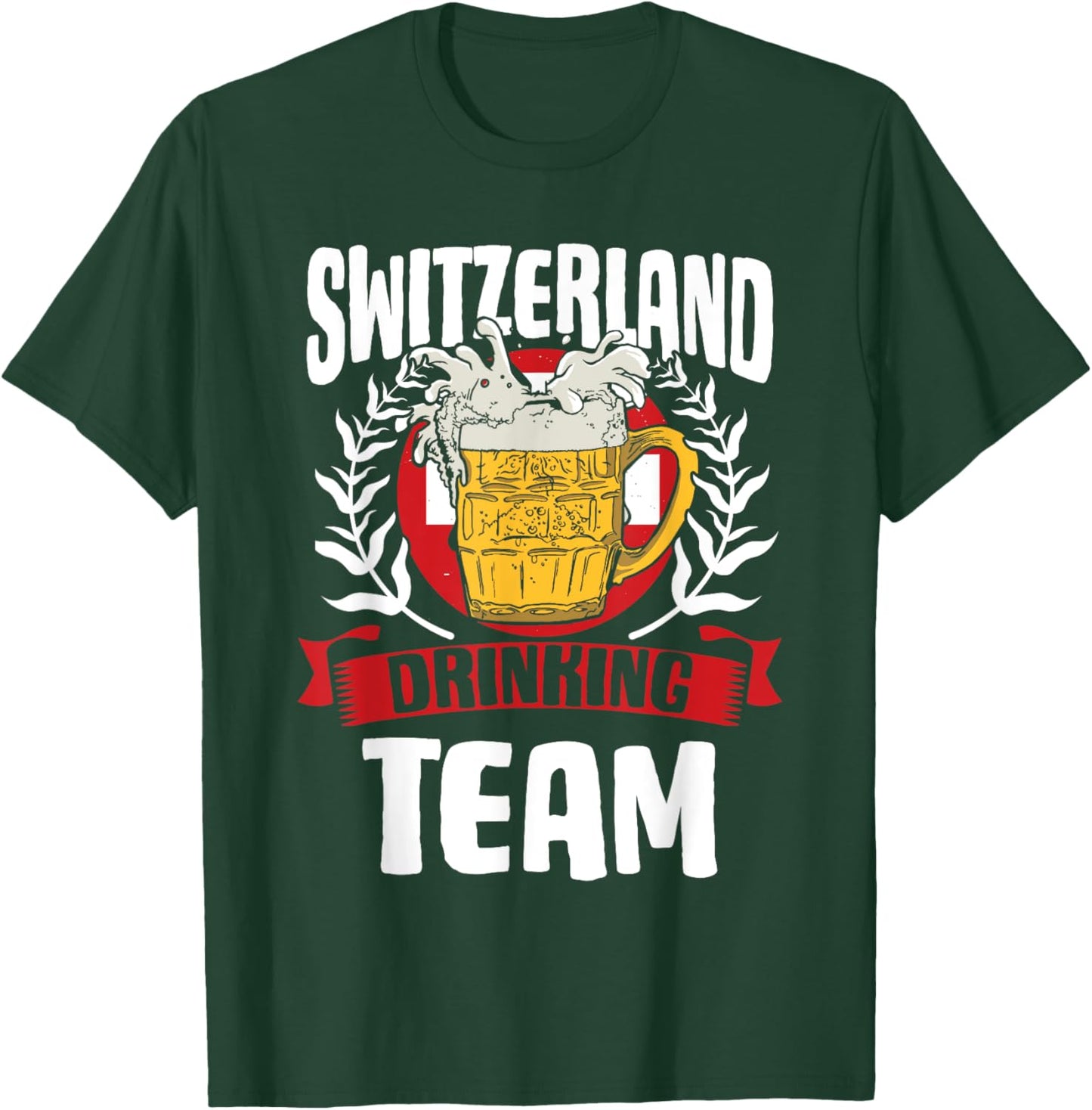 Switzerland Drinking Team Helvetia Swiss Flag Beer Lover T-Shirt - T-Shirt | Forest