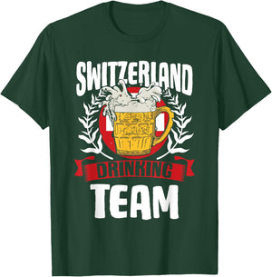Switzerland Drinking Team Helvetia Swiss Flag Beer Lover T-Shirt - T-Shirt | Forest
