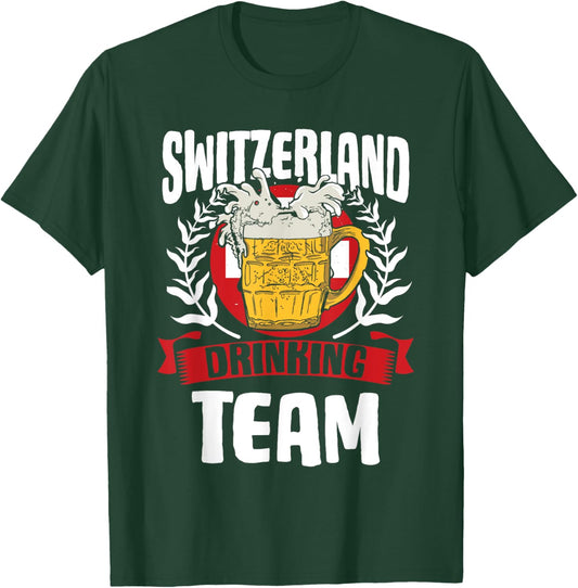 Switzerland Drinking Team Helvetia Swiss Flag Beer Lover T-Shirt - T-Shirt | Forest