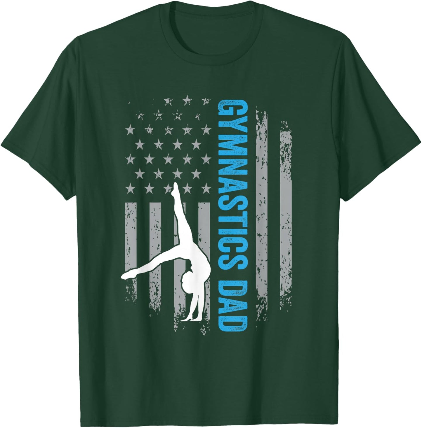 Gymnastics Dad Gymnast Father Parent American Flag Sports T-Shirt - T-Shirt | Forest