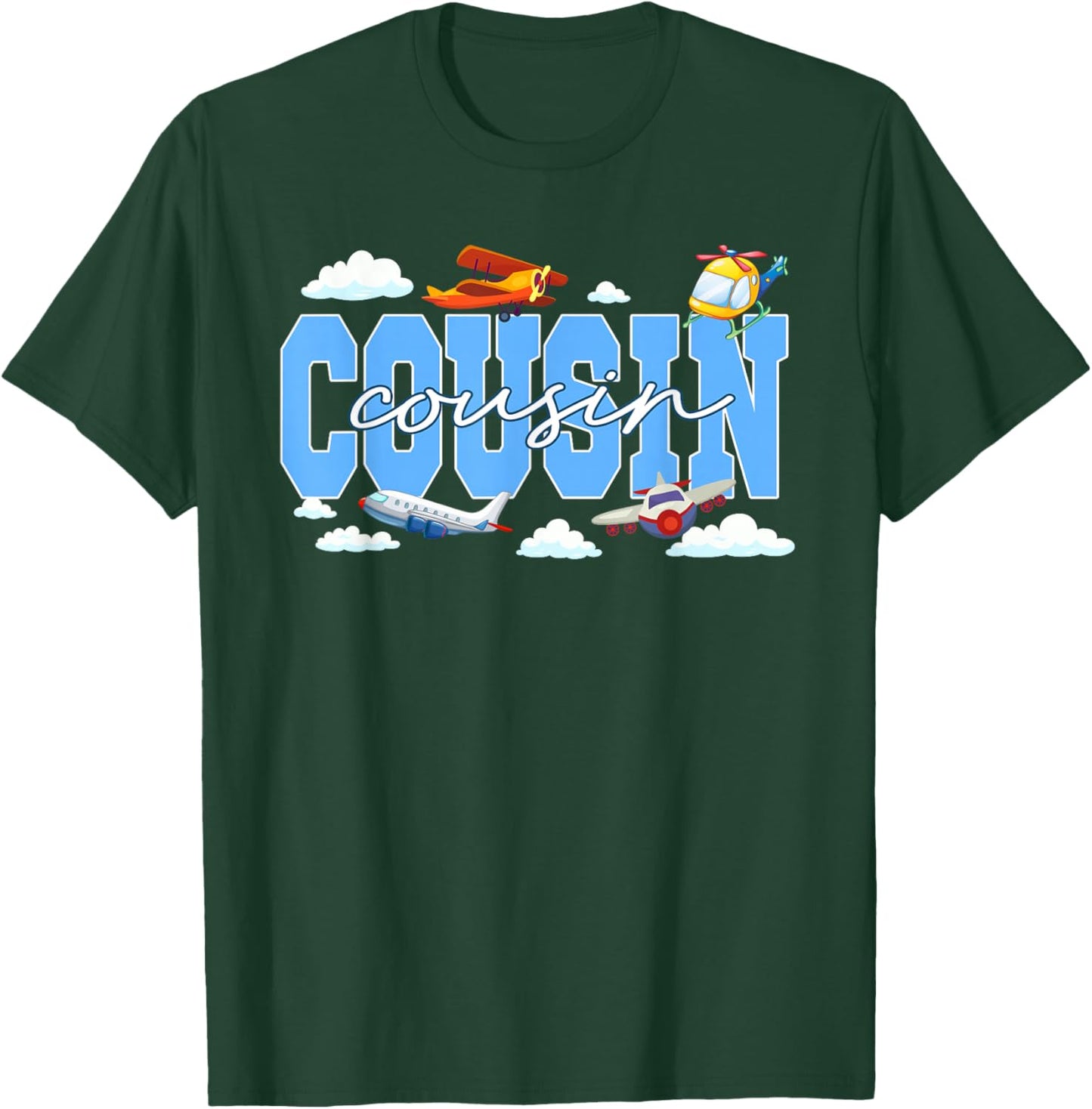 Cousin Birthday Boy Airplane Theme Family Matching Party T-Shirt - T-Shirt | Forest