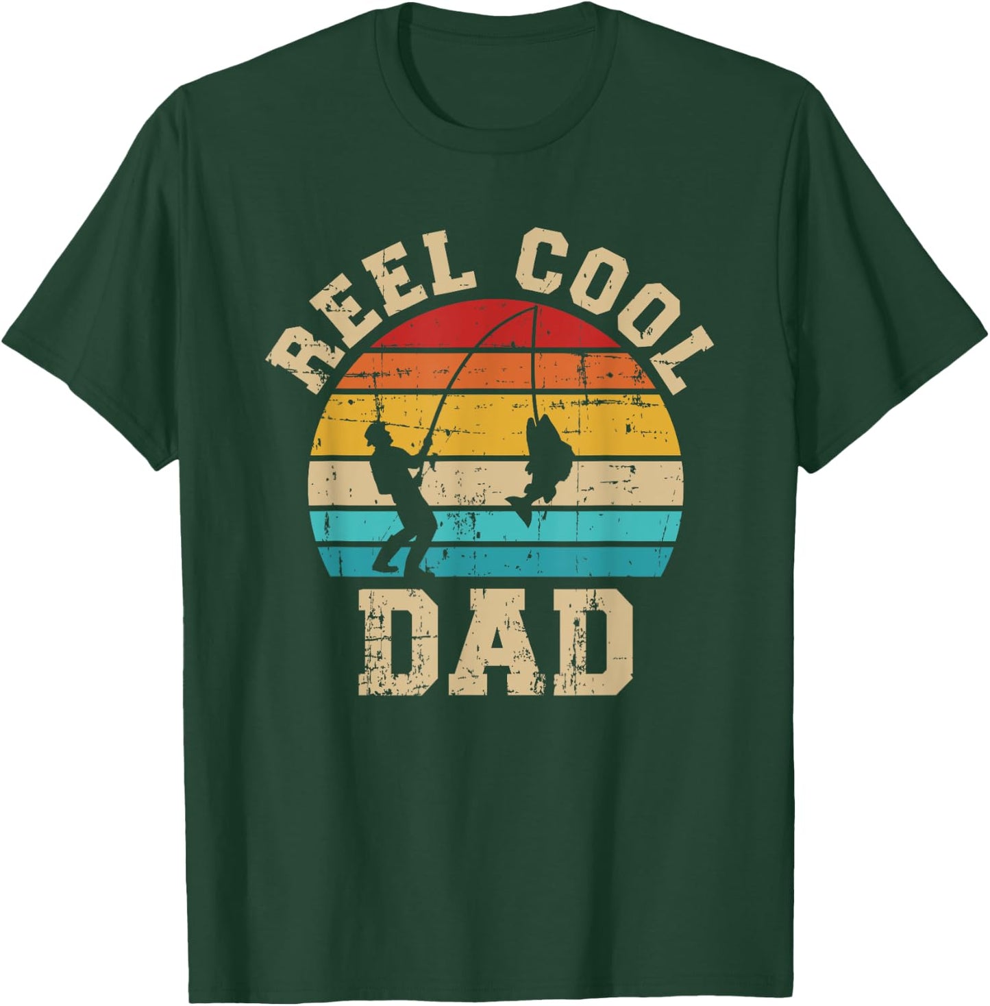 Reel cool dad fishing vintage retro T-Shirt - T-Shirt | Forest