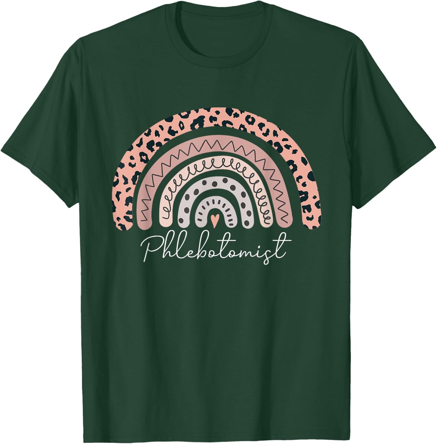 Phlebotomist Rainbow Leopard Phlebotomy Technician Nurse T-Shirt - T-Shirt | Forest