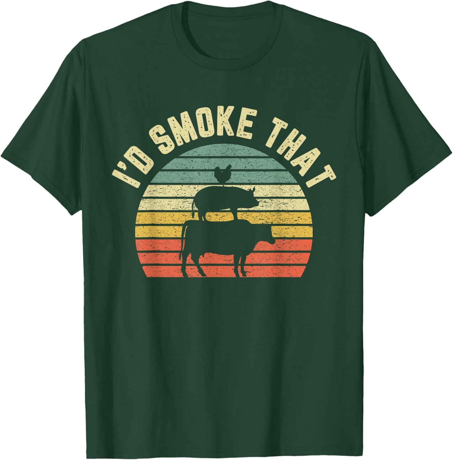 Funny BBQ Shirt I'd Smoke That Retro Barbeque Grilling Gift T-Shirt - T-Shirt | Forest
