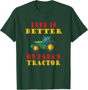 Life is better on papa's Tractor | Boys & Girls T-Shirt - T-Shirt | Forest
