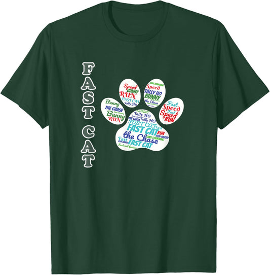Fast Cat Dog Sport - Fast Cat word cloud T-Shirt - T-Shirt | Forest