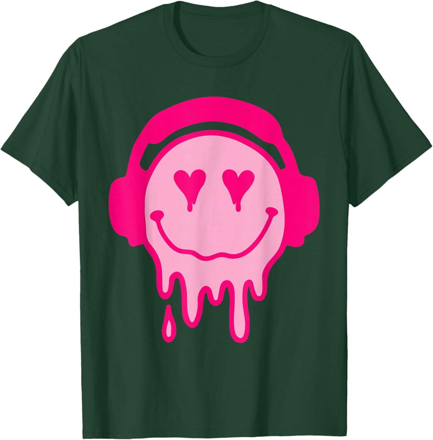 80s Heart Eyes Melting Pink Smile Melted Dripping Happy Face T-Shirt - T-Shirt | Forest