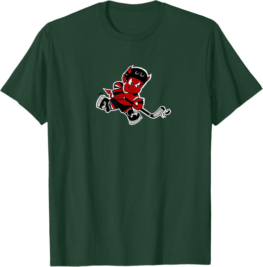 Cute Little Ice Devils Hockey Devil Player Logo T-Shirt - T-Shirt | Forest