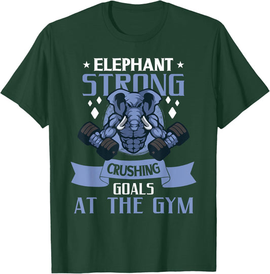 Elephant Bodybuilding Powerlifting Weightlifting Fitness Gym T-Shirt - T-Shirt | Forest