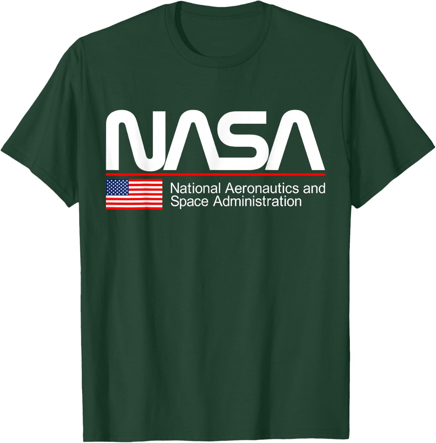 Retro NASA Worm Logo American Flag Space Exploration Graphic T-Shirt - T-Shirt | Forest