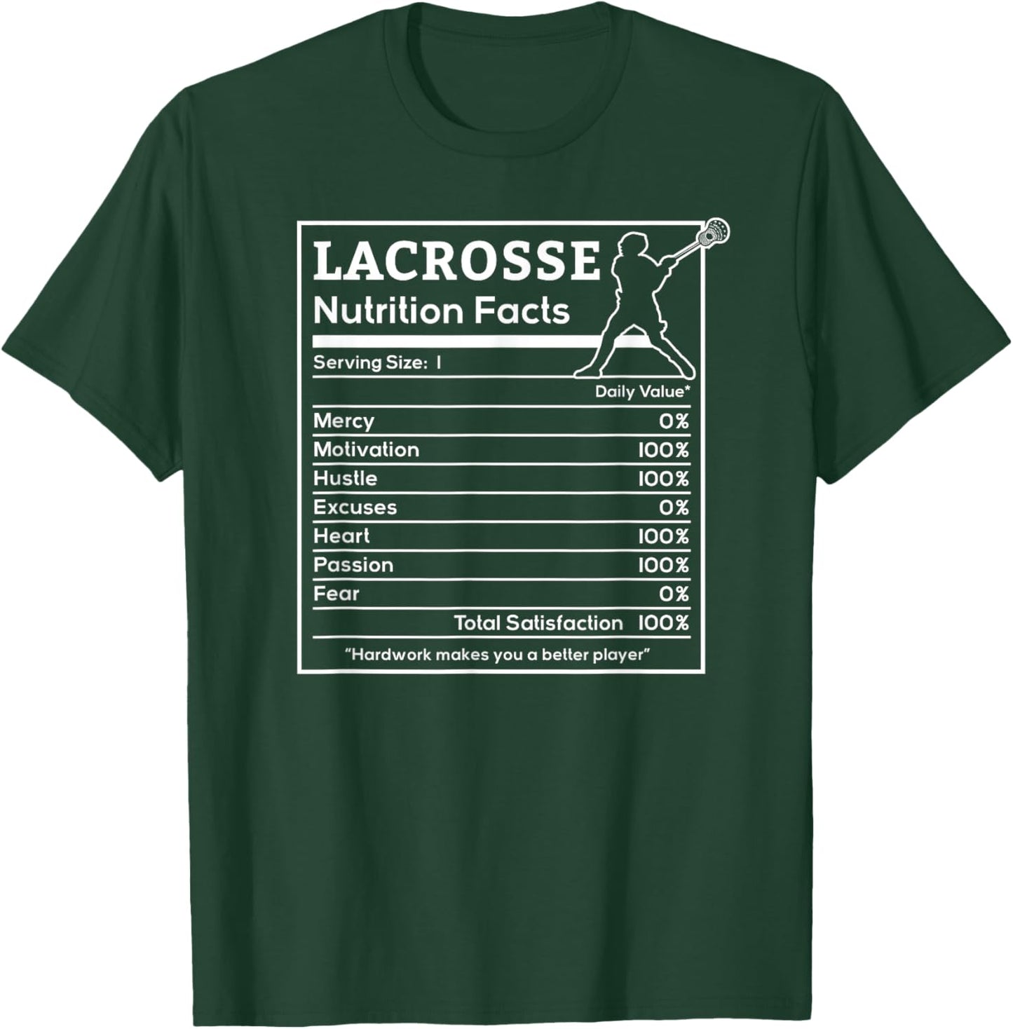 Lacrosse nutritional facts Lacrosse Player men woman kids T-Shirt - T-Shirt | Forest