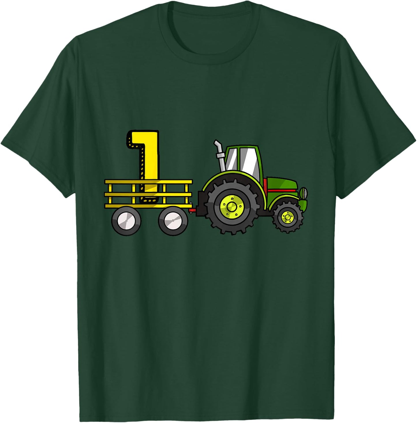 Farm 1 Year Old Barnyard Boys 1st Birthday Tractor T-Shirt - T-Shirt | Forest