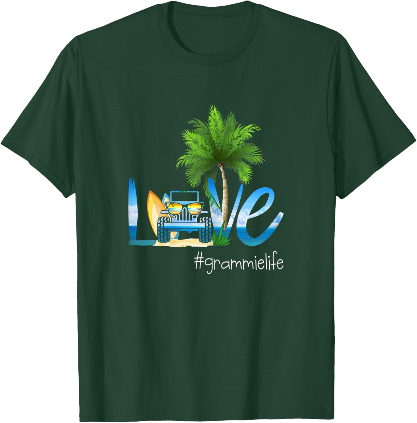Love Grammie Life-Vacation- Beach and Truck Women T-Shirt - T-Shirt | Forest