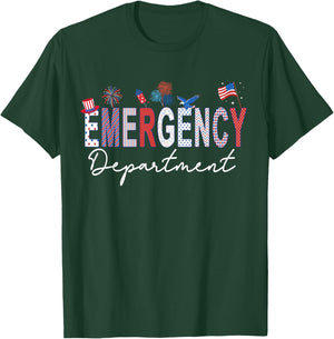 Emergency Department 4th of July USA Emergency Room Nurse T-Shirt - T-Shirt | Forest