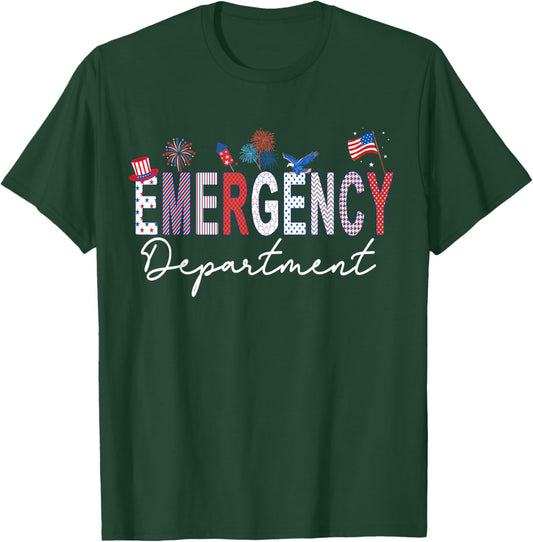 Emergency Department 4th of July USA Emergency Room Nurse T-Shirt - T-Shirt | Forest