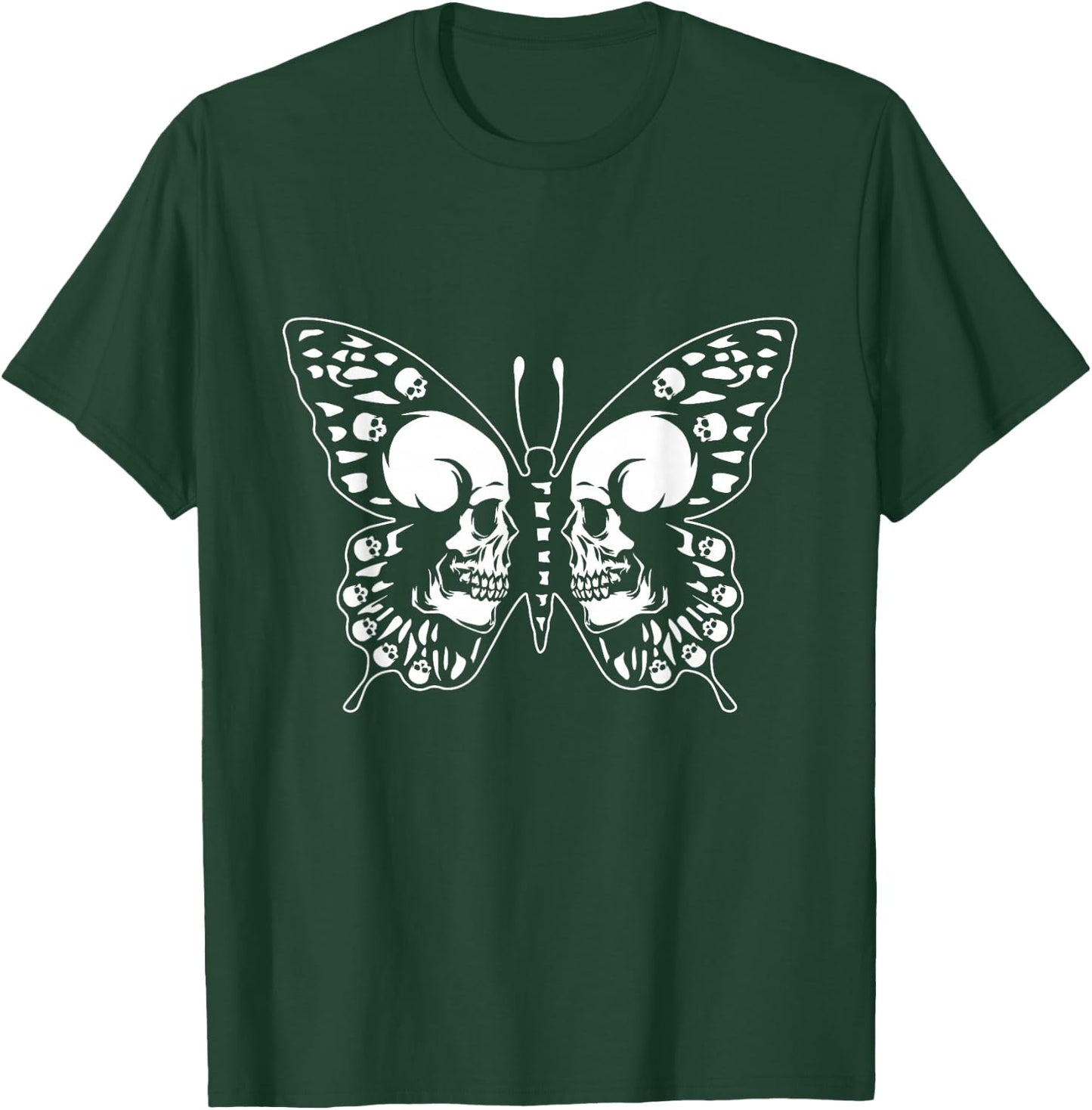 Spooky Halloween Skull Goth Graphic Butterfly Wing Aesthetic T-Shirt - T-Shirt | Forest