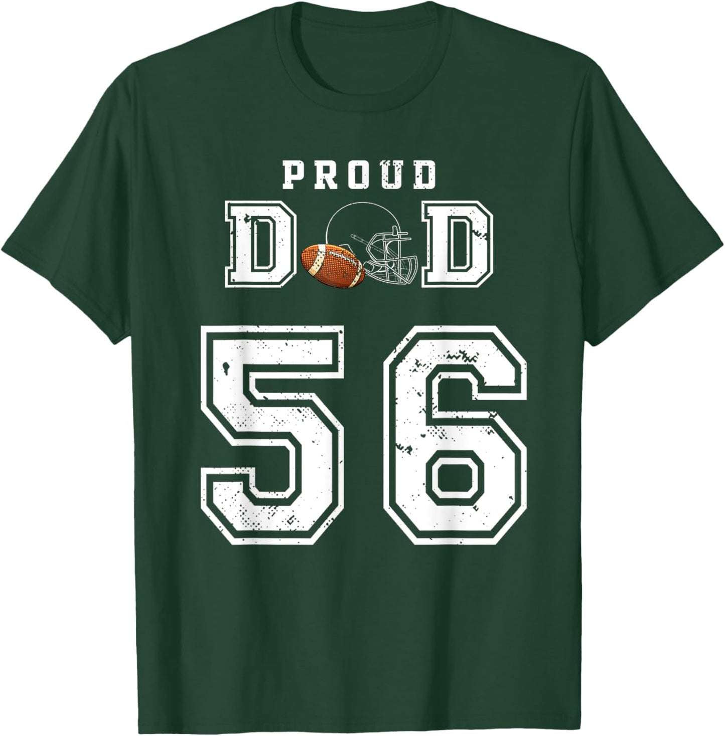 Custom Proud Football Dad Number 56 Personalized T-Shirt - T-Shirt | Forest