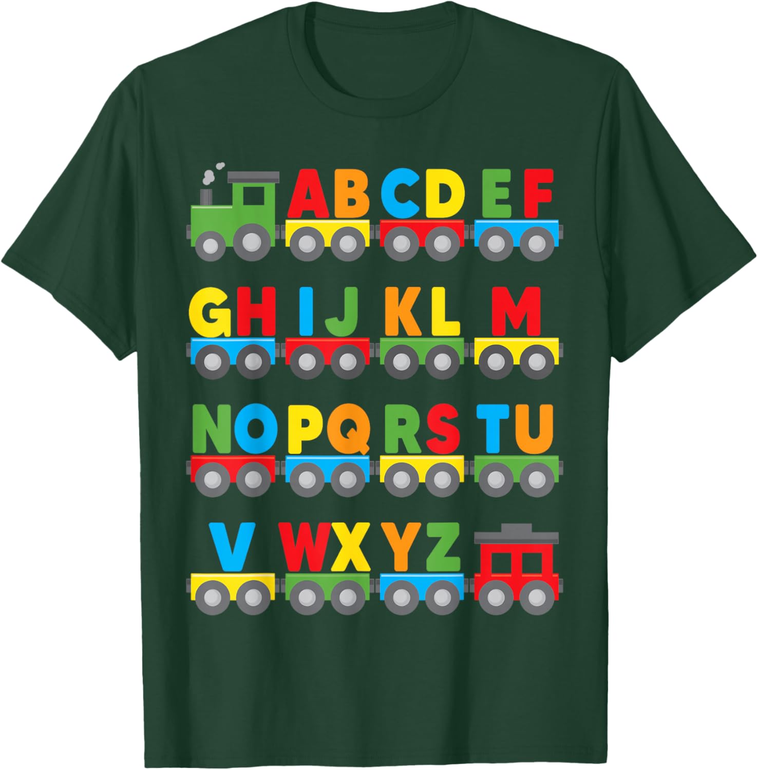 Alphabet Toy Train Colorful Letters Learn ABCs boy Girl Kids T-Shirt - T-Shirt | Forest