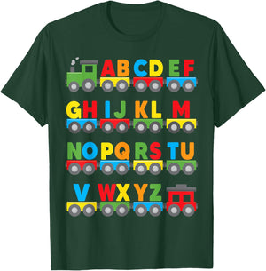 Alphabet Toy Train Colorful Letters Learn ABCs boy Girl Kids T-Shirt - T-Shirt | Forest