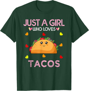 Taco Lover Women Just A Girl Who Loves Tacos T-Shirt - T-Shirt | Forest