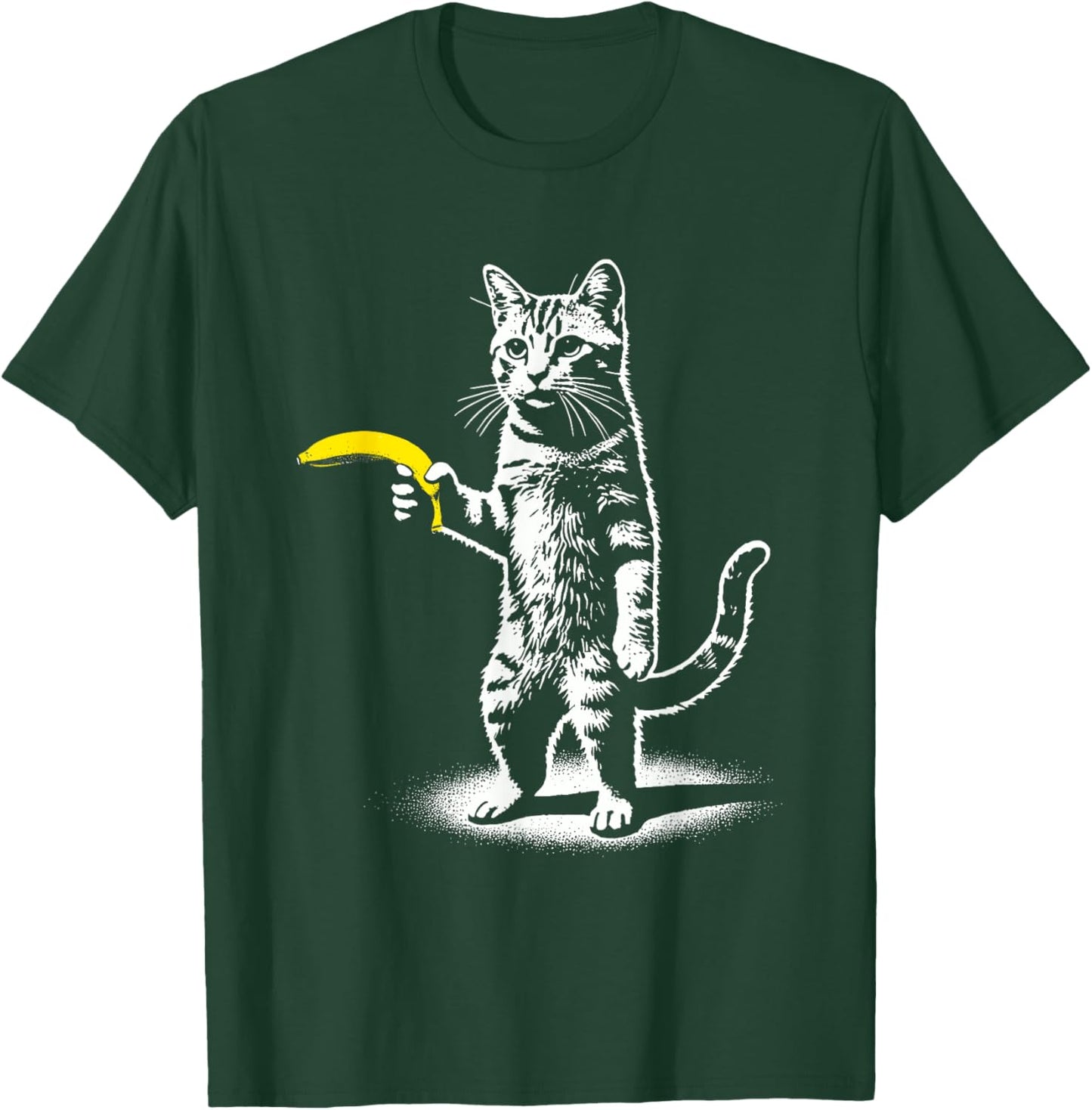 Retro Cat with Banana Meme Men Women Kids Novelty Funny Cat T-Shirt - T-Shirt | Forest