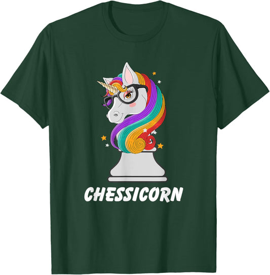 Cute Chess Art Chessicorn Unicorn Lovers Chess Player T-Shirt - T-Shirt | Forest