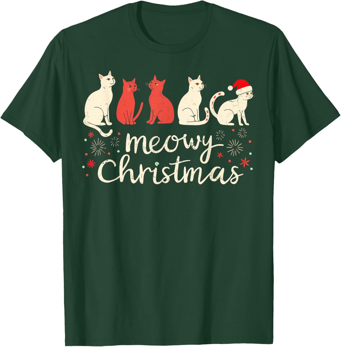 Meowy Christmas Cat Christmas Xmas Cat Christmas Cat Holiday T-Shirt - T-Shirt | Forest