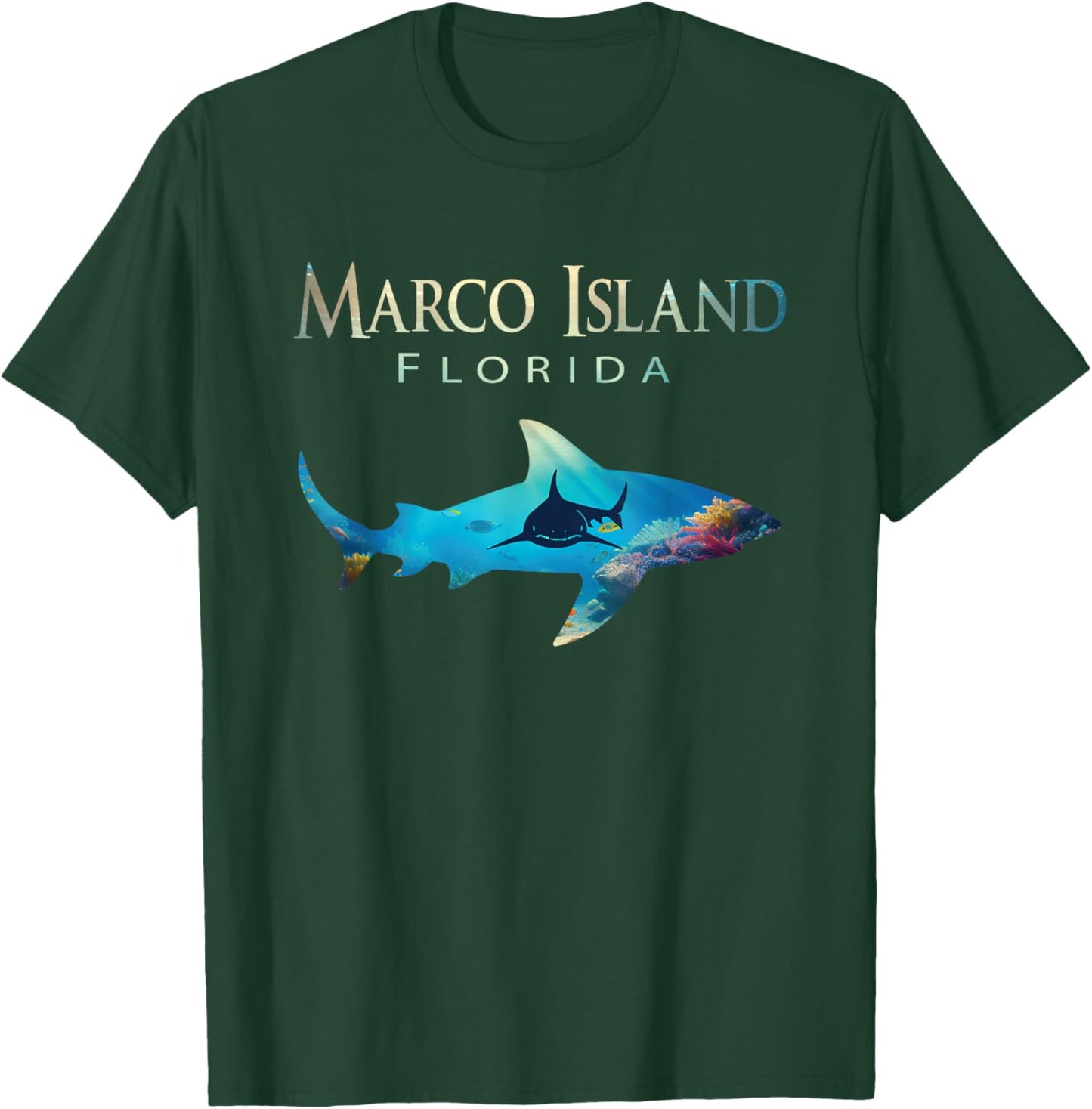 Marco Island Retro Marco Island Fl Shark T-Shirt - T-Shirt | Forest