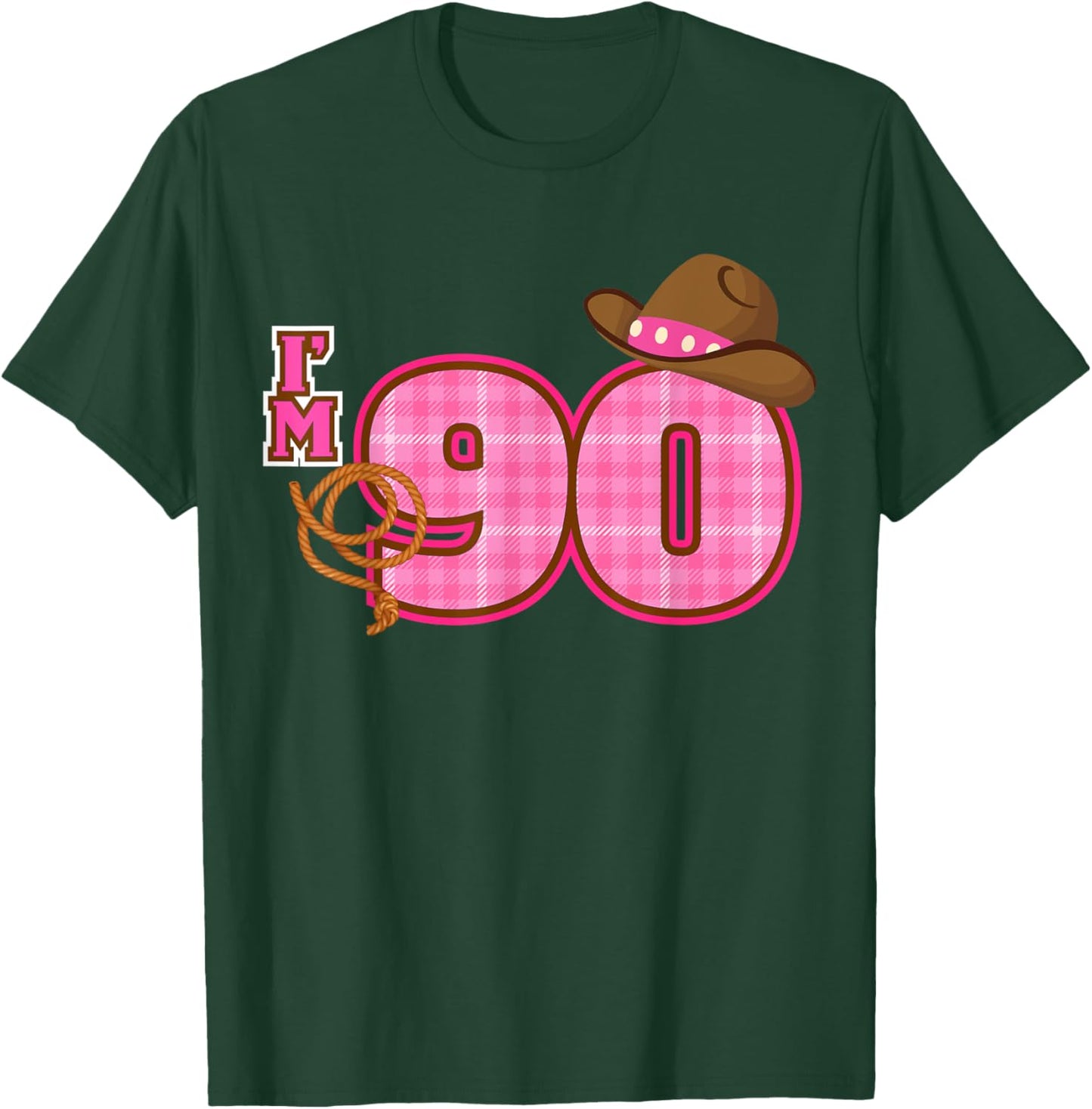 Cowgirl Hat 90th Birthday Cowboy Framer Theme 90 Year Old T-Shirt - T-Shirt | Forest
